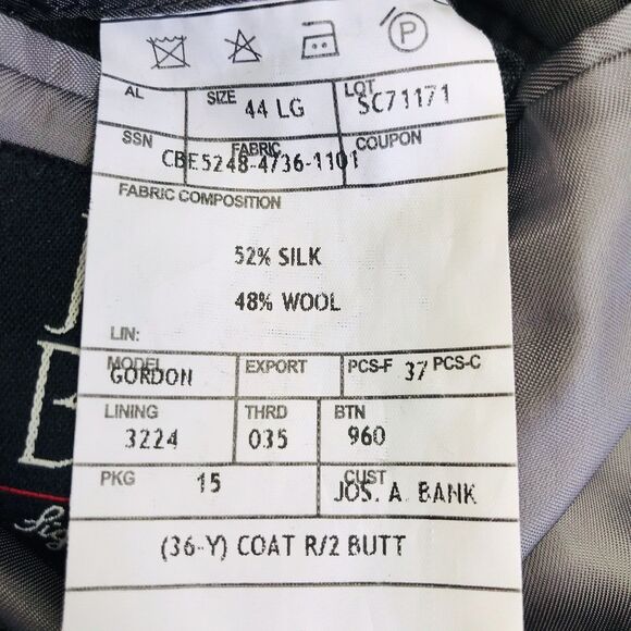 Jos A Bank Signature Sport Coat Windowpane Plaid Silk Wool 44 L Gray - Picture 4 of 13